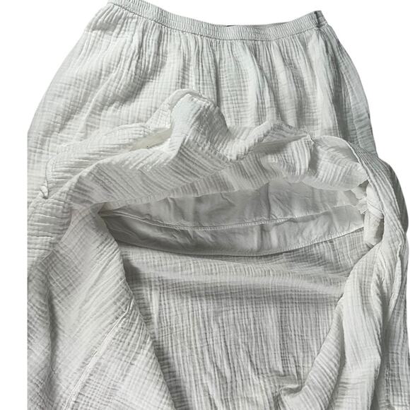 J.Crew Re-Imagined White Cotton Maxi Skirt M Side Slit Elastic Waist Lined Beach - Picture 11 of 11